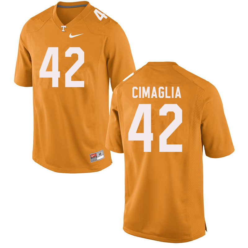 Men #42 Brent Cimaglia Tennessee Volunteers College Football Jerseys Sale-Orange
